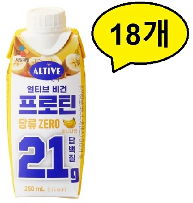 얼티브 비건 프로틴 바나나맛, 250ml, 18개 - 쿠팡