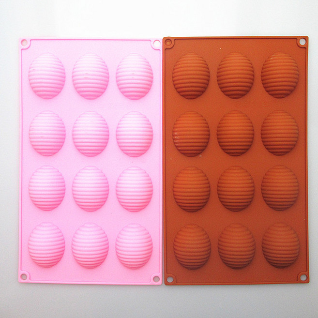 실리콘 무스 12 계란형 실리콘 케이크 모형 계란 베이킹/젤리/푸딩/과자/케이크 모형, 29*17, 벽돌색, 1개