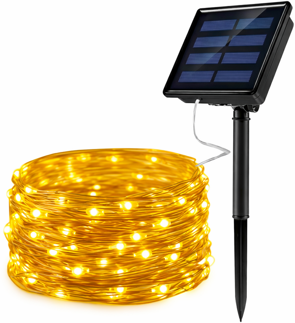아띠꼴로 태양광 정원등 LED 크리스마스 트리 줄조명 장식등 12M, 옐로우골드