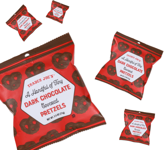 트레이더조 핸드플 오브 타이니 다크 초콜릿 미니 프레첼, 5개, 71g