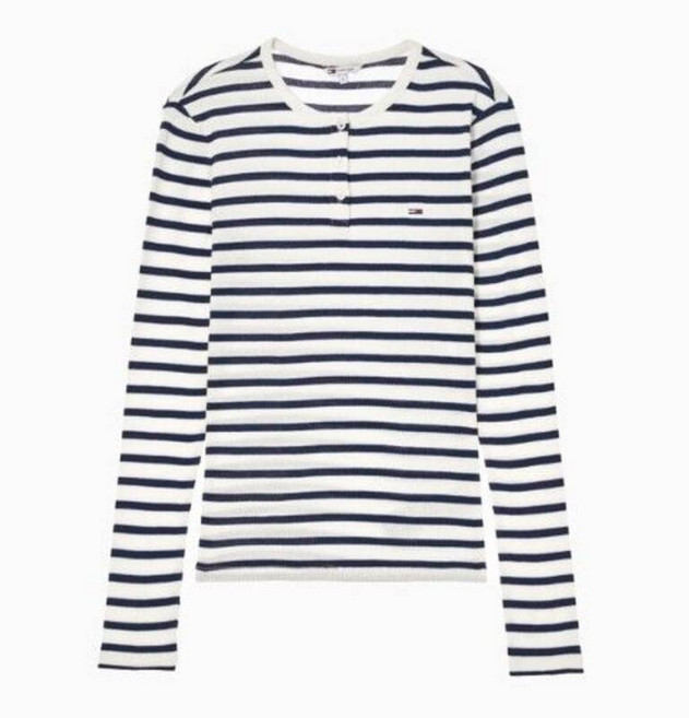 매장정품 TOMMY JEANS 타미진스 여성 버튼 립 헨리넥 티셔츠 T32G0TTO10TWT1 1711696