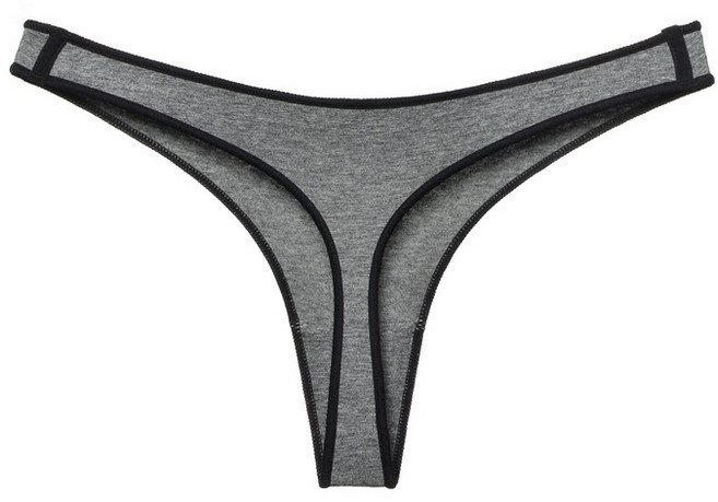 棉質丁字褲 歐美高彈力運動小丁 低腰性感隱形無痕內褲, 灰色,L碼