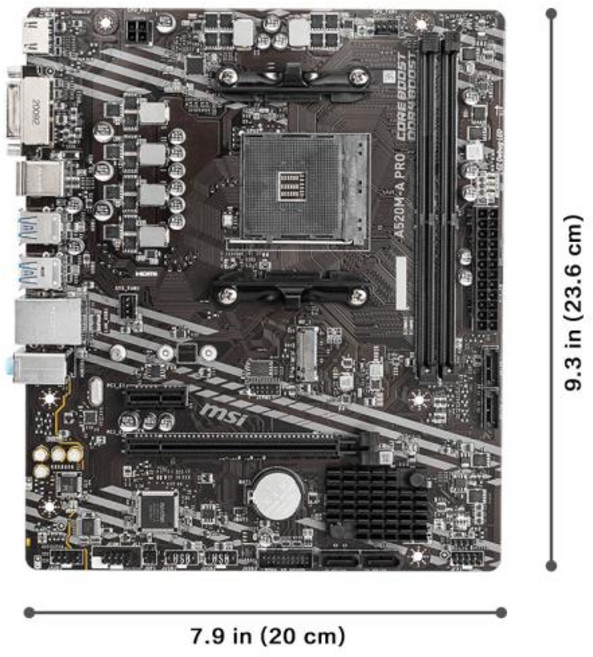 MSI AMD A520M-A PRO 마더보드 지지대 Ryzen CPU R3 R5 R7 5000 및 시리즈 메인보드 AM4 M.2 NVME 듀얼, 01 마더 보드