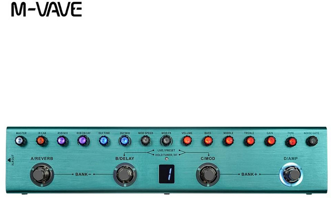 M-vave Tank-G 기타 멀티 이펙트 페달 36개 프리셋 9개 슬롯 3밴드 EQ IR 캡 변조/지연/리버브 효과, 01 TANK-G, 1개
