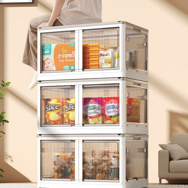 1+1 양문형 5도어 리빙박스 옷정리함 수납정리함 펜트리정리함, 5도어 리빙박스 화이트, 1세트, (2P)