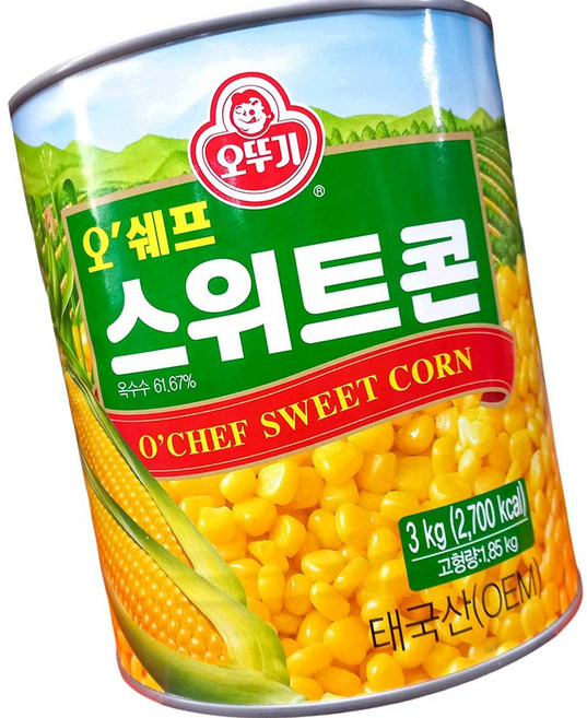 대용량 옥수수콘캔 3000g 스위트콘 통조림 업소 식당, 3kg, 1개