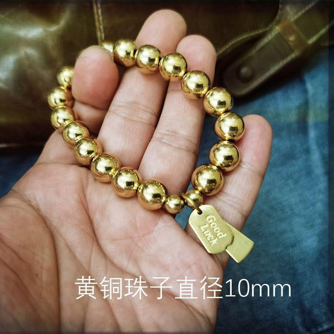 實心純黃銅手鍊 男士簡約個性銅手串