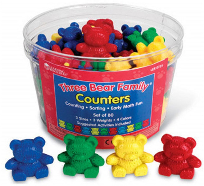 [과학쌤이오] STEAM 감각 놀이 수세기칩 곰모형 4색, 1개