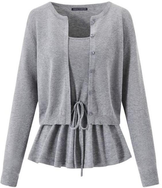 미니멈 에브리데이 페플럼 스트링 슬리브리스 가디건 세트 EC1CK007D