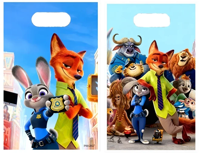 주토피아 테마 생일 파티 주디와 닉 일회 식기 세트 캔디 박스 배너 케이크 토퍼 품 선물, 05 10pcs gifts bag