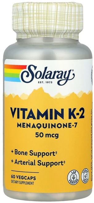 Solaray 비타민 K-2 메나퀴논-7 50mcg 베지 캡슐 60정, 1개 - 쿠팡