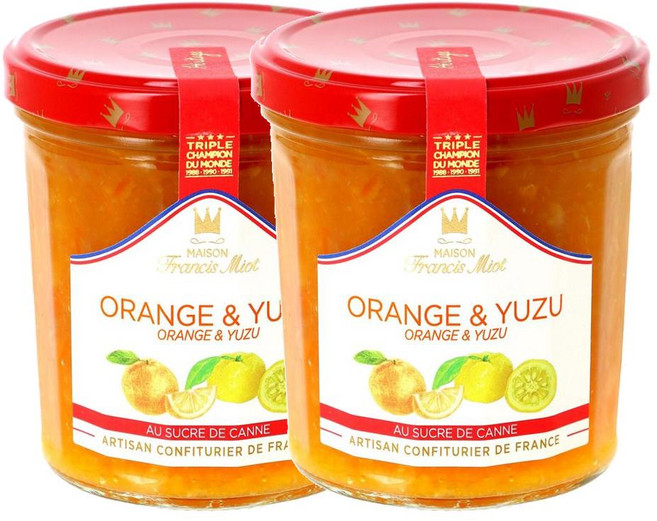 프랑스 프랑스 명장 프랜시스 미오 Francis Miot Orange & yuzu 오렌지 유자 사탕수수 잼 340g, 2개