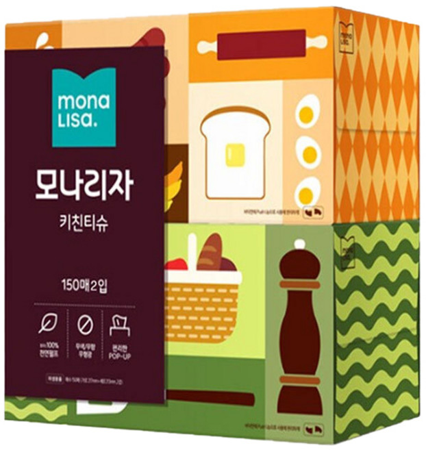 모나리자 뽑아쓰는 키친타올 (150매x2입) 3팩, 4매