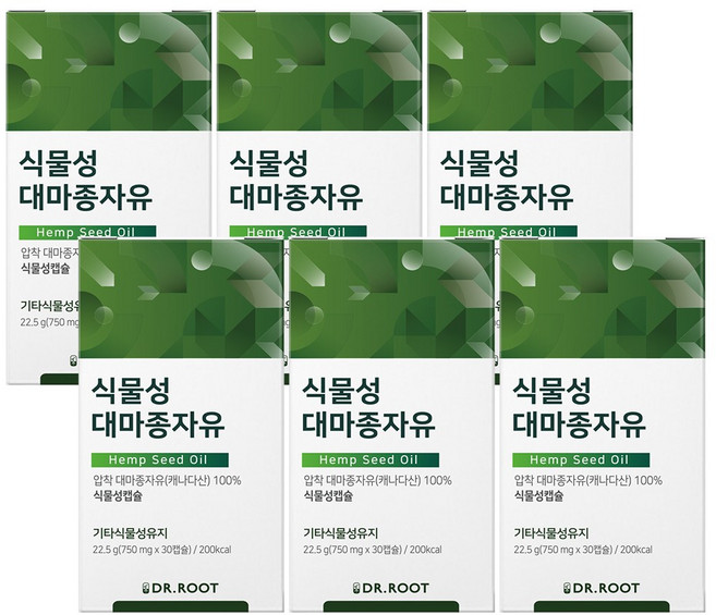 냉압착 대마종자유 햄프씨드 오일 식물성캡슐 오메가3 대마씨유, 30정, 6개