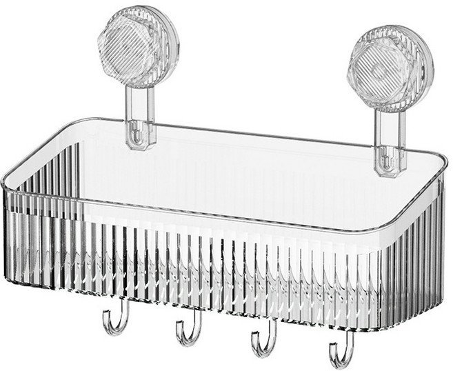 강력 진공 흡착식 욕실 벽걸이 무타공 수납 선반, 1개, 화이트
