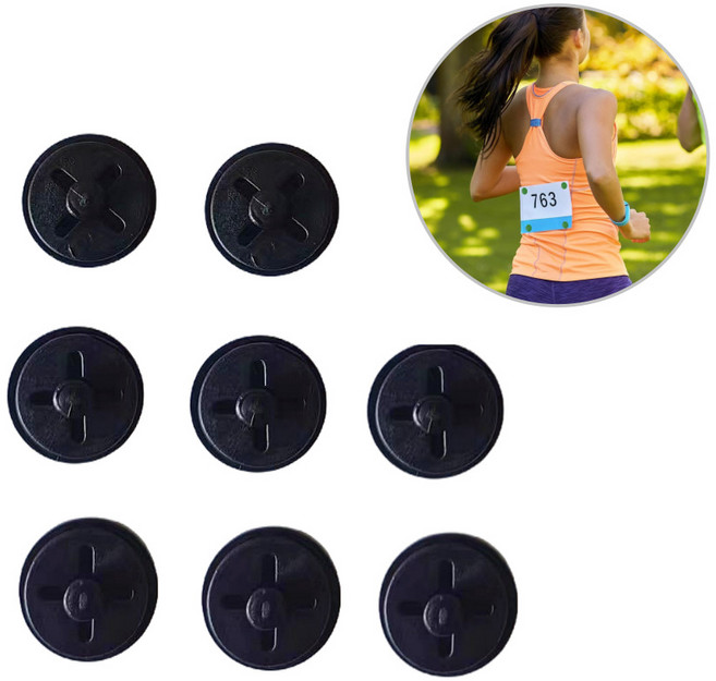 알리오마켓 마리톤 배번호 고정 버튼 클립, 8개, 블랙