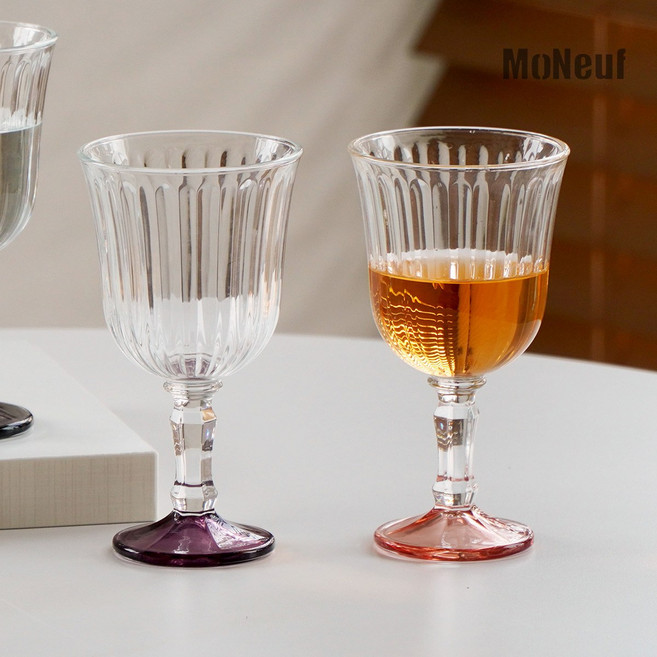 모네프 투톤 글라스 고블렛 320ml 6컬러 세트 와인 샴페인잔, 단품, 1개