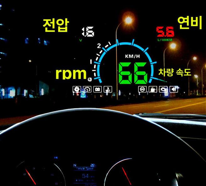 E350 차량용 HUD 헤드업 디스플레이 OBD 속도계, 1개, E350 블루그린 컬러풀