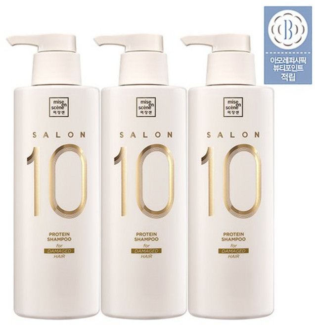살롱10 단백질 샴푸/트리트먼트 3입, 500ml, 01_샴푸 (손상모발용) 500ml 3입