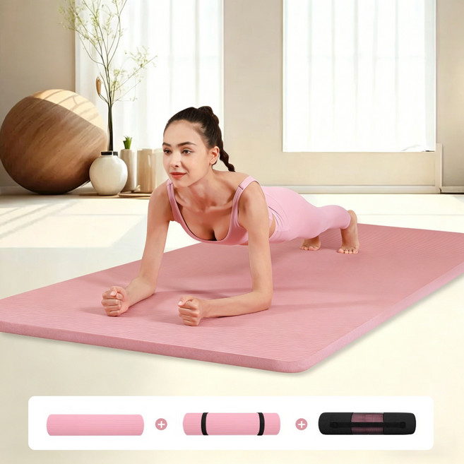 콜콜러브 운동 요가매트 휴대용 방음 진동방지 미끄럼방지 필라테스 스트레칭 운동매트 홈트레이닝, 핑크, 1개