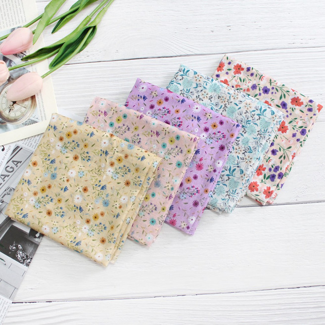 렌느 여성손수건 5장1세트 가제 면 쁘띠 목손수건 미니스카프