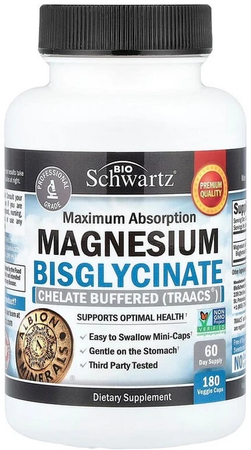 BioSchwartz 최대 흡수 마그네슘 비스글리시네이트 베지 캡슐 180정(캡슐 1정당 24mg) BTZ-75123, 1개, 180정 - 쿠팡