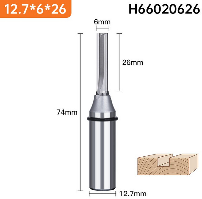 HUHAO 스트레이트 밀링 커터 1/2 생크 Tct 목재 Mdf 조각 트리밍 슬로팅 CNC 라우터 비트 카바이드 엔드 밀 목공 도구, 1개