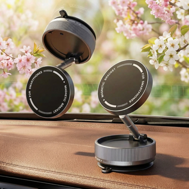 맥세이프 Qi2 차량용거치대 365도회전 강력흡착, 다크블랙, 1개