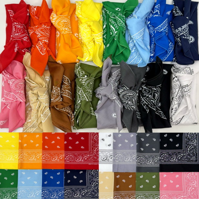 국산 반다나 대형 면 손수건 페이즐리 두건 목스카프 헤어밴드