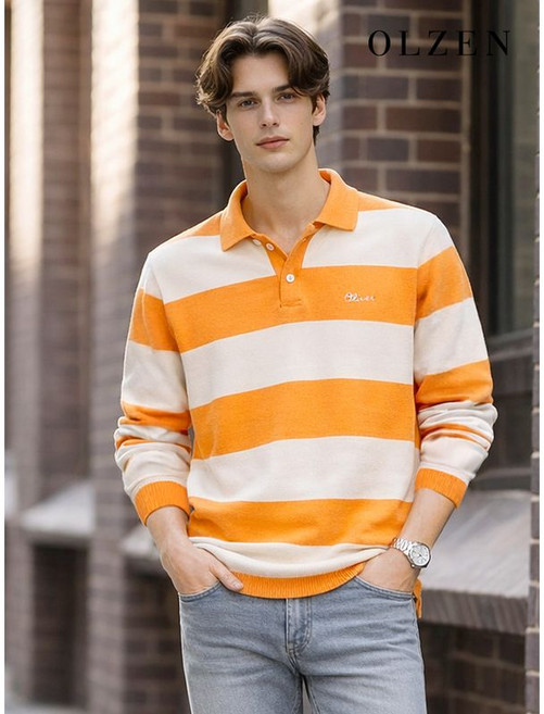 올젠 럭비 스트라이프 카라 니트 ZMD1ET1101