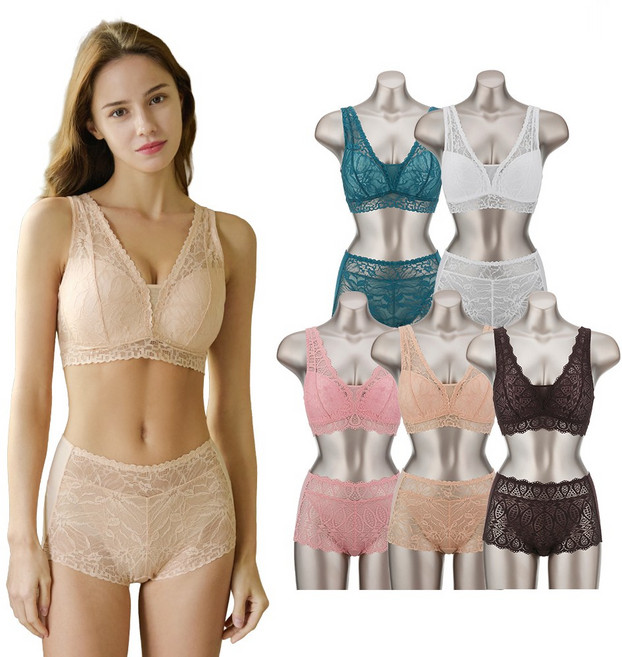 [BEST 홈쇼핑] 오모떼 프리미엄 입는 순간 텐션업 라이크라 여성 속옷 세트 노와이어 빅사이즈 햄 브라 팬티 10종 풀세트