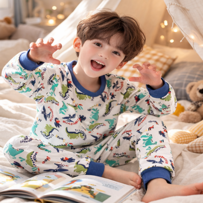 트라이 남아용 쥬라기 파크 양면 내의 상하복세트