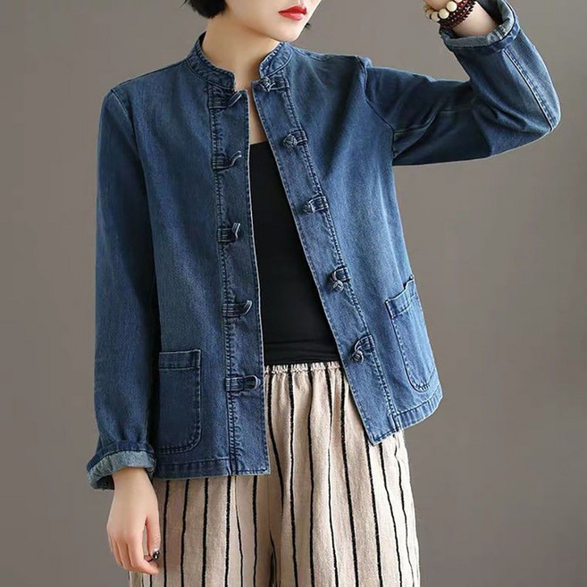 지고다그 여성 봄여름 빈티지 루즈핏 청자켓 캐주얼 아우터 ZXC40658