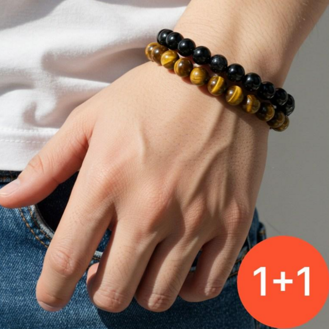 라베사 1+1 호안석 흑요석 팔찌 행운 소원 커플