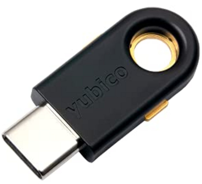 Yubico YubiKey 5C - 2단계 인증 USB 보안 키 USB-C 포트에 적합 - FIDO 인증 USB 암호 키 이상의 암호로 온라인 계정 보호, 1개