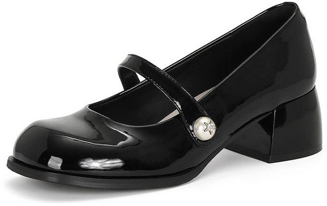 JLVJ 여자 발편한 신발 메리제인슈즈 미들힐 펌프스 로퍼 여성 구두