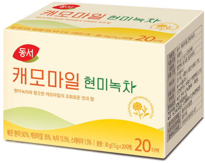 동서 캐모마일 현미녹차 티백, 1.5g, 20개입, 1개