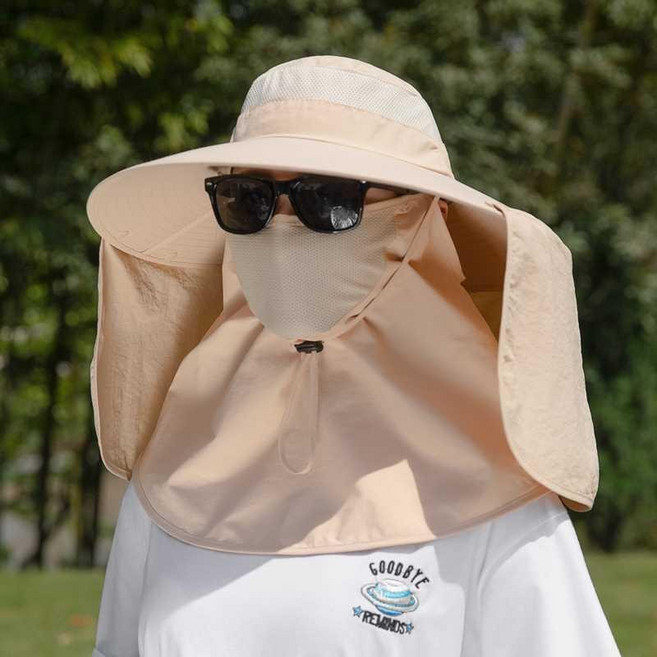 防曬帽女 夏季遮陽帽 大帽簷防曬 戶外紫外線遮臉護頸 漁夫帽