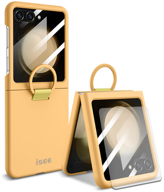 아이시(isee) Z플립5/6/7호환 일체형 하드 액정보호유리 with 링 케이스