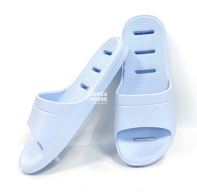 국산 프리미엄 말랑말랑 낮은욕실화 FREE사이즈 문에 걸리지 않는 욕실화 납작 EVA슬리퍼, 스카이, 1개
