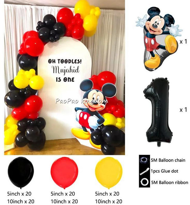 미키 미니 마우스 테마 풍선 가랜드 키트 생일 라텍스 파티 장식 글로 선물 샤워, 3. R965-1