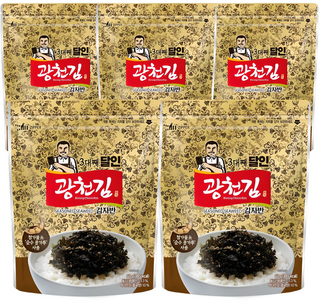 광천김 3대째 달인 김자반, 60g, 5개