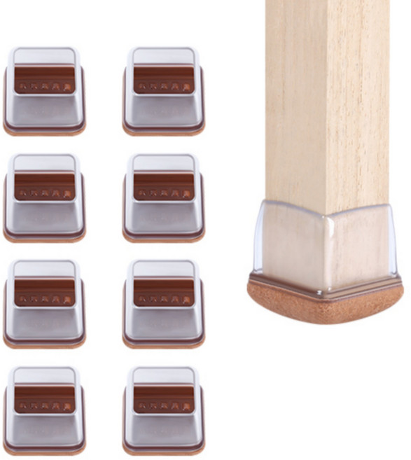 헤인느 층간 소음 미끄럼 방지 식탁 의자 발커버 세트, 8개, 브라운