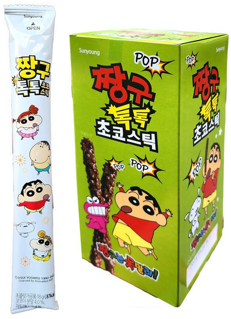짱구톡톡초코스틱 짱구빼빼로 톡톡빼빼로 빼빼로 팝핑캔디빼뻬로 18g*20개입 짱구초코과자 롱스틱막대과자 어린이집선물 태권도선물 단체간식, 360g, 1개