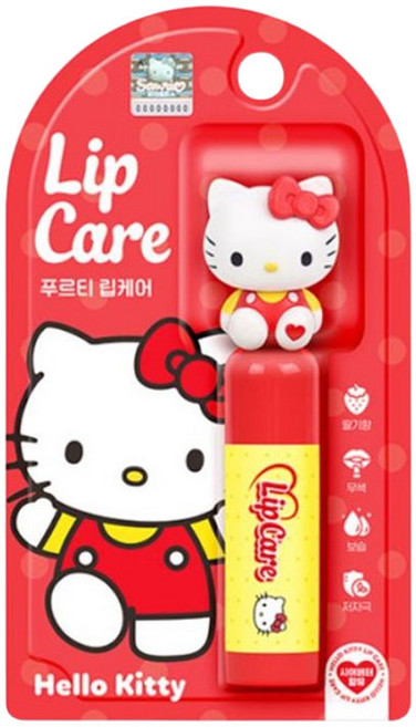 산리오 헬로키티 립밤 피규어 립케어 유아 아기 키즈, 4.5g, 딸기향