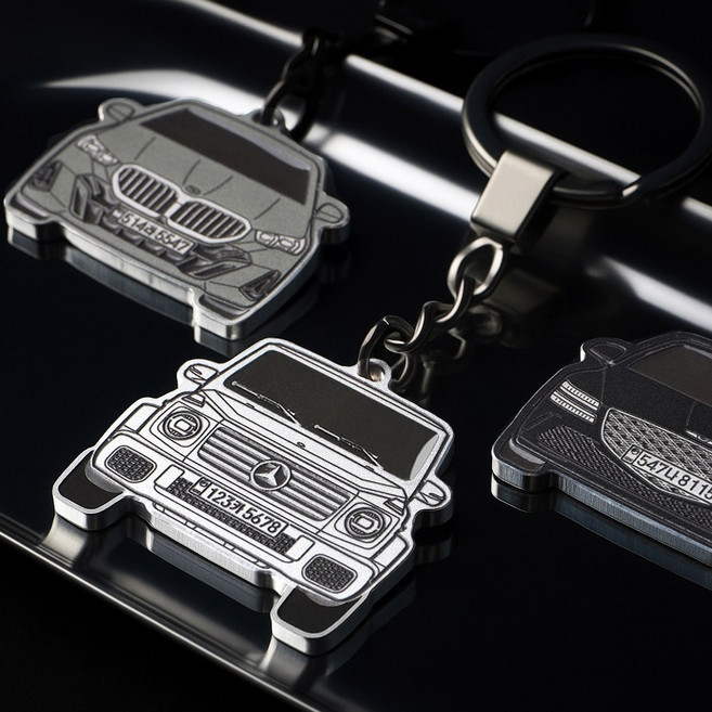 [아노드 공방] 내차 커스텀 금속 자동차 키링, 1. 실버화이트, 1개