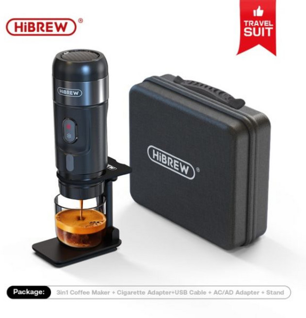 HiBREW 자동차 및 가정용 휴대용 커피 머신 엑스프레소 커피 메이커 네스프레소 돌체 포드 캡슐 커피 파우더 H4A DC12V, 없음, H4A Plus+AU, 1개