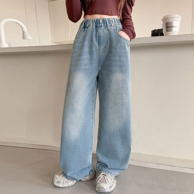 초중생 여아 주니어 그라데이션 와이드 데님 펜츠 청바지 LGG-623