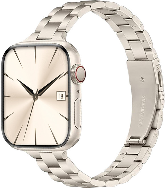 티엑스엘엑스 애플워치 호환 슬림 메탈 스트랩 밴드 시계줄, 스타라이트, 1개