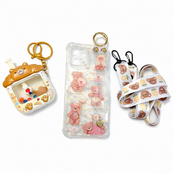 폰꾸 AT-M130 귀여운 곰돌이 하트 베어 러블리 장난감 거치대 잼폰2 포켓몬폰2 마이브키즈폰 폰케이스